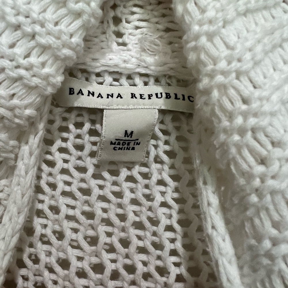 Banana Republic Open Knit White Open-Front Cardigan Medium - Picture 2 of 4